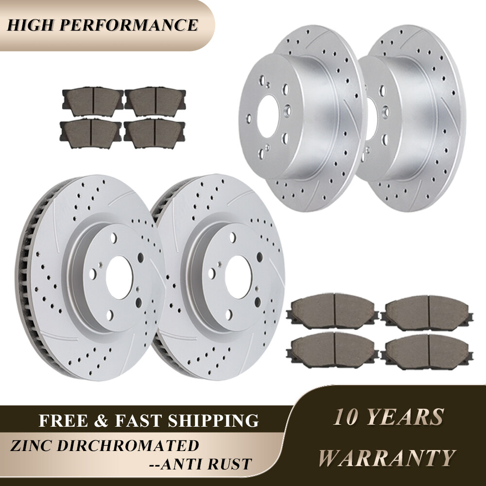 11.65″ (296mm) Front & Rear Disc Rotors + Brake Pads for 2006 – 2018 Toyota Rav4