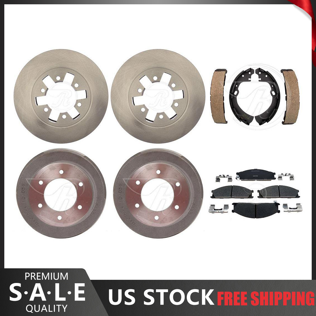 For 1990 1991 D21 Brake Rotors & Ceramic Brake Pads + Brake Drums & Shoes