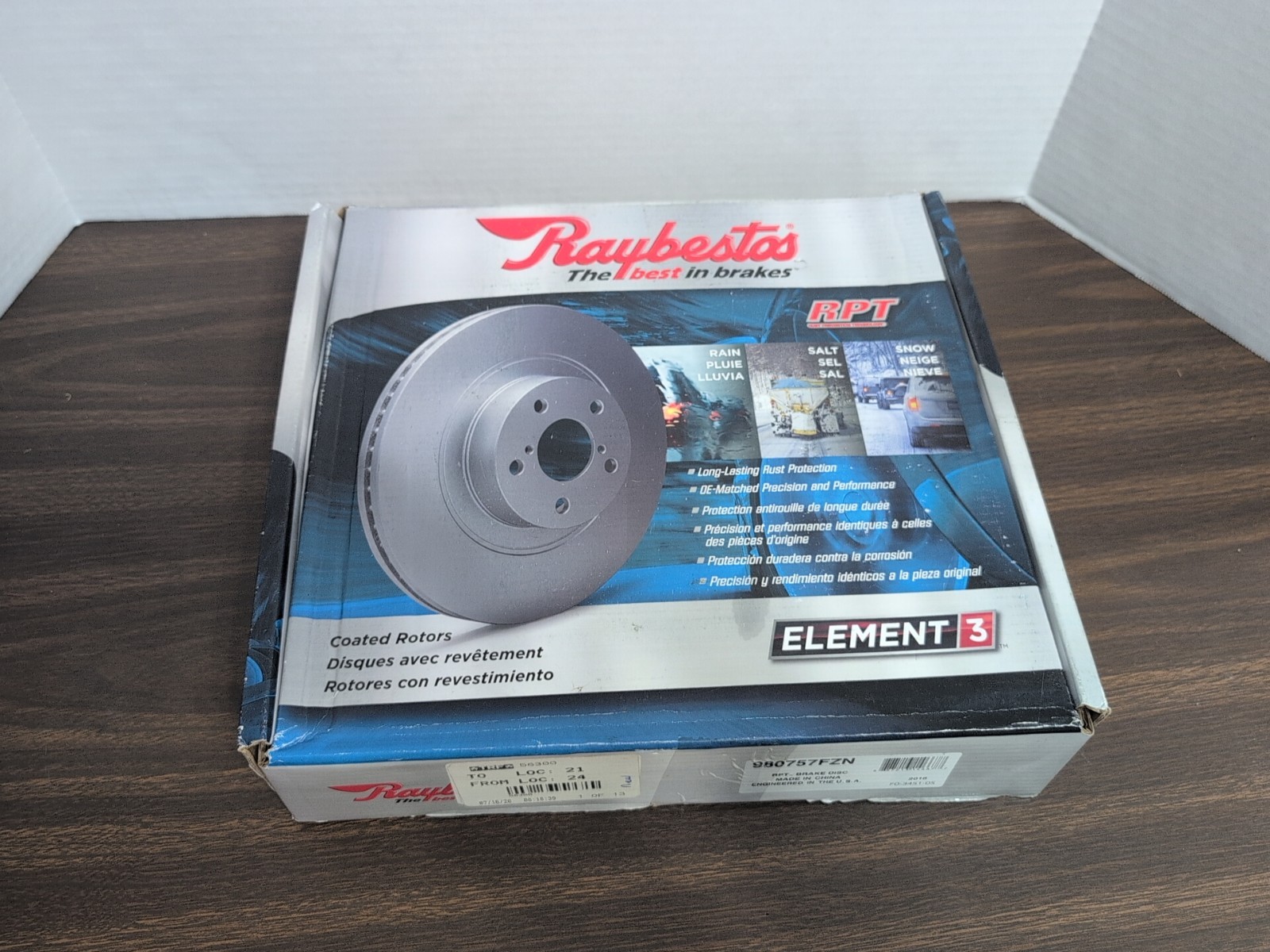 Raybestos 980757FZN Brake Rotor Rear For 10-20 Highlander RX350 RX450h Sienna