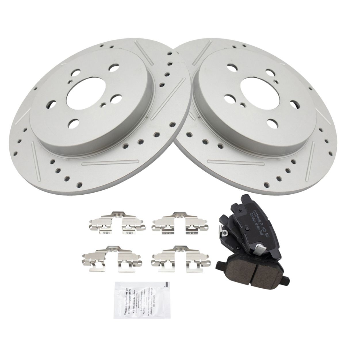 TRQ Rear Posi Ceramic Pads & Performance Rotor Kit for Vibe Corolla Matrix New