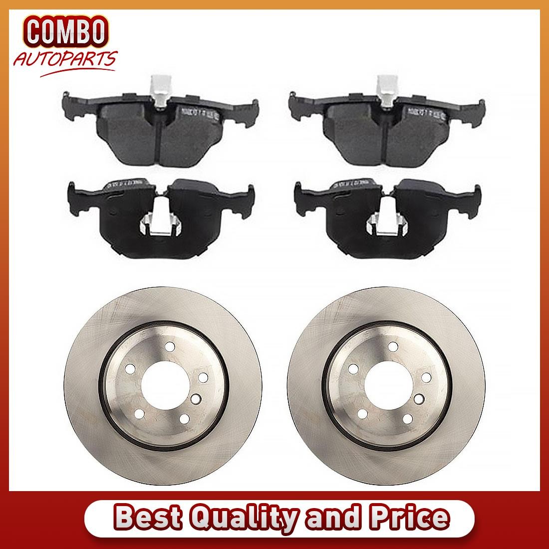 Rear Brake Rotors Ceramic Brake Pads Fits 2001-2006 BMW 330Ci 2001-2005 BMW 330i