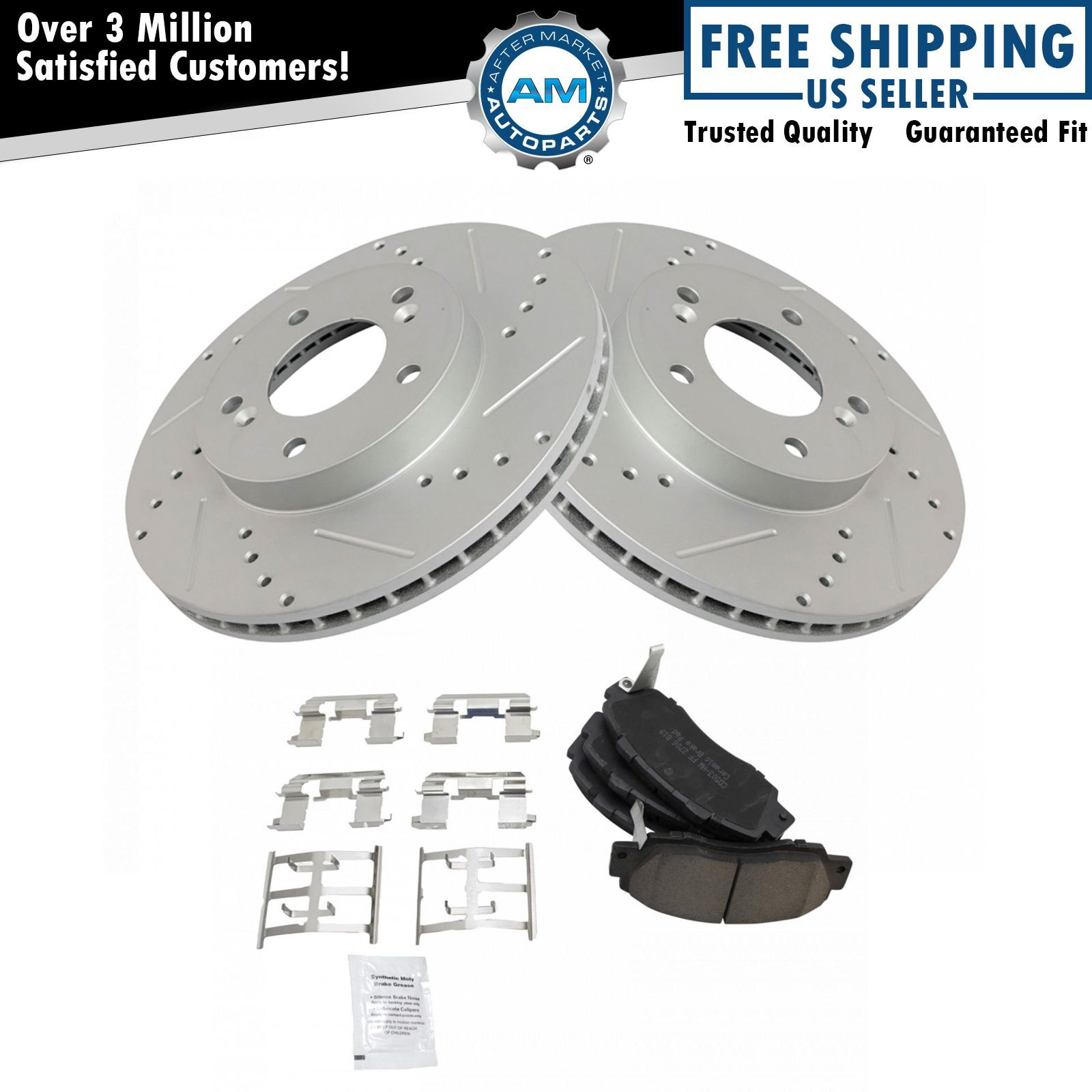 Front Performance Drilled & Slotted Brake Rotor & Posi Ceramic Pad Kit