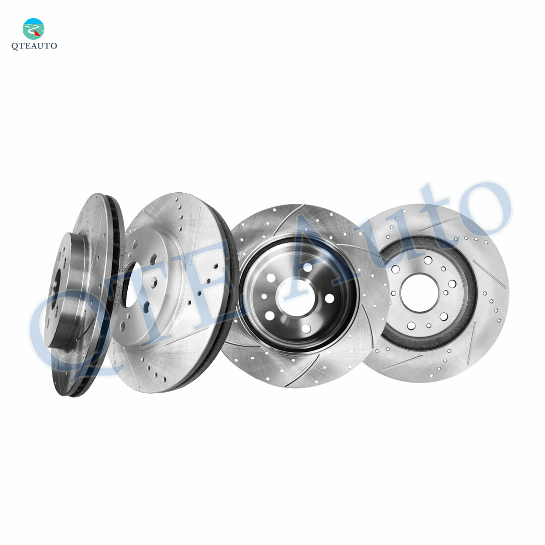 Set 4 Front 329.95mm-Rear 315mm Drilled Brake Rotors For 2014-2019 Cadillac XTS