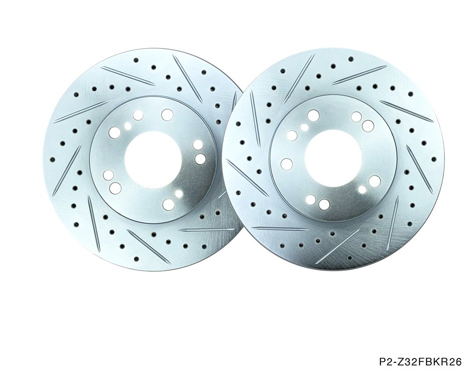 P2M Coated Slotted Drilled 26MM Front Brake Rotors for Nissan Z32 300ZX 240sx