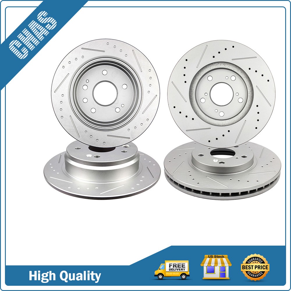Front Rear Slotted Brake Rotors Discs For 1999 2000 2001-2003 Acura TL Type-S
