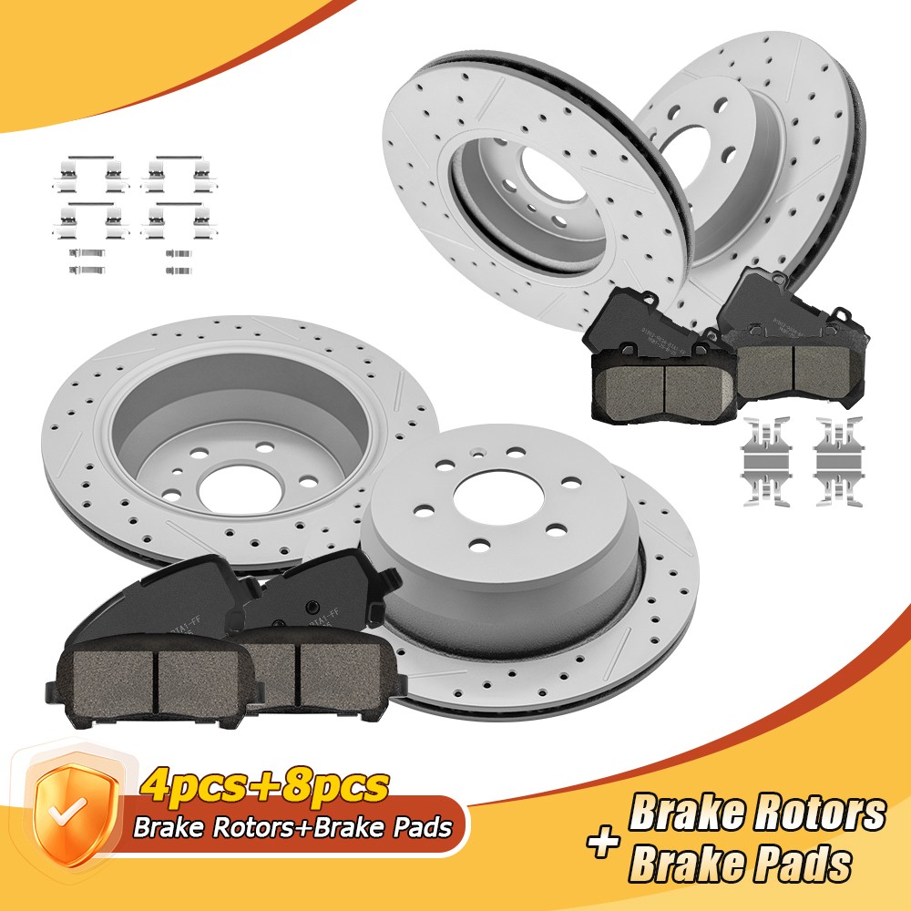 310mm Front+324mm Rear Disc Brake Rotors Ceramic Pads for Chevy Colorado Canyon