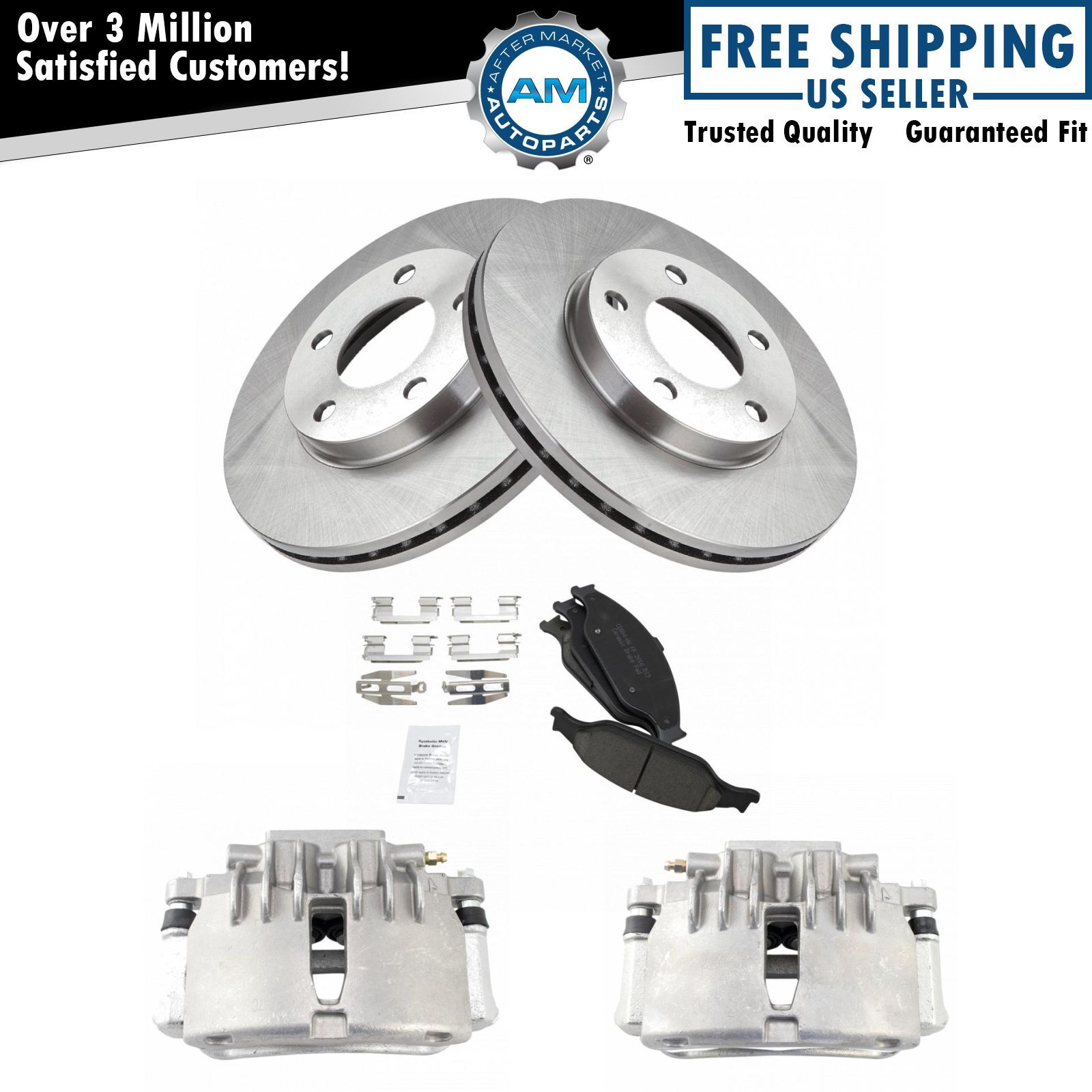 Front Ceramic Disc Brake Pads Rotors & Calipers Kit for 99-02 Ford Mustang