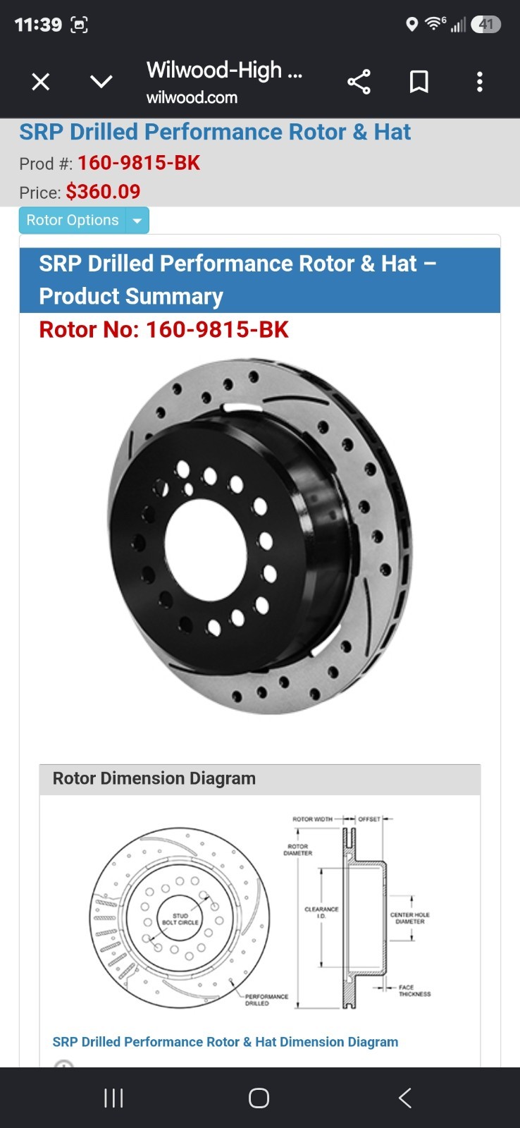 Pair Wilwood SRP Performance Universal Drilled/Slotted Brake Rotors