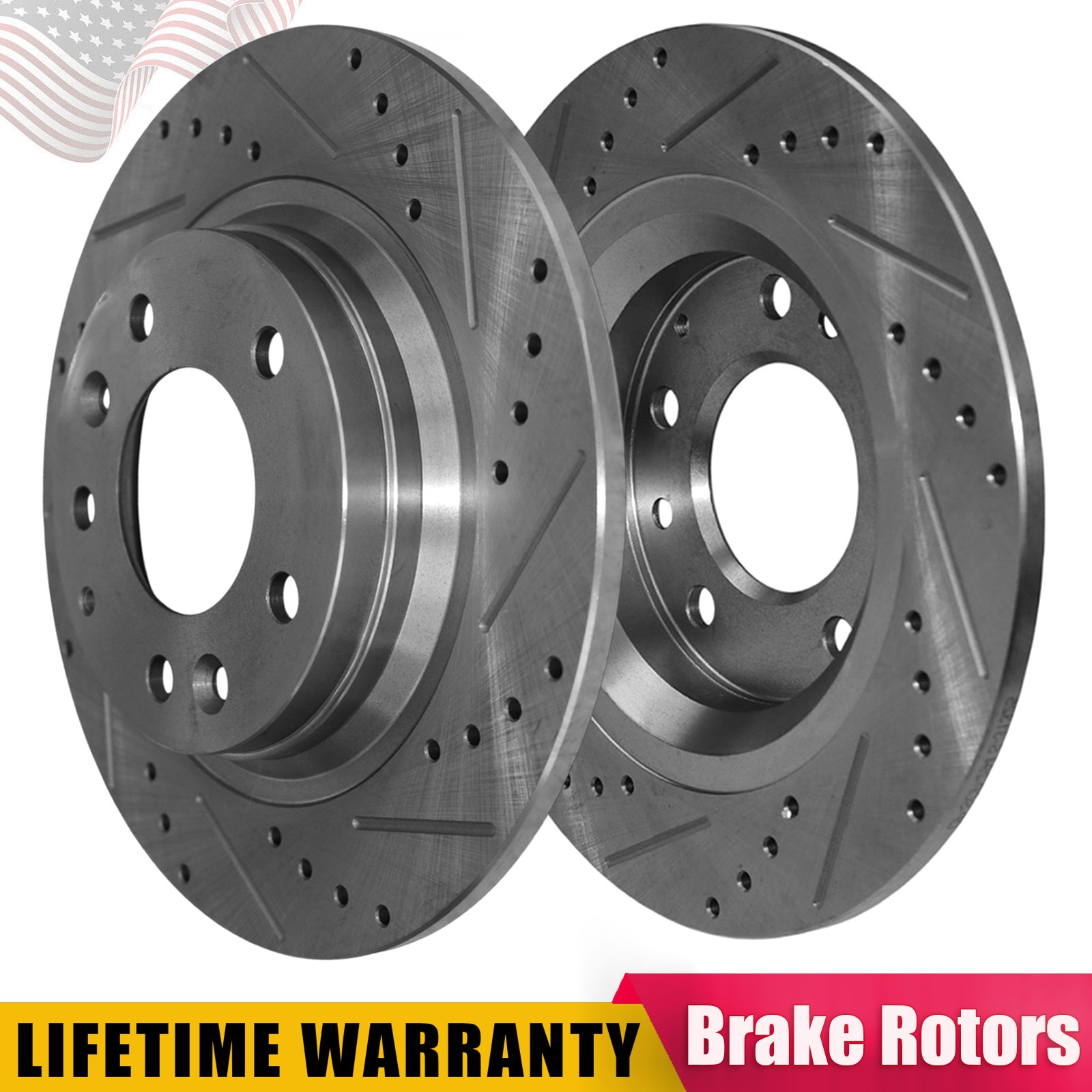 280mm Rear Drilled Disc Brake Rotors for Ford Fusion Mazda 6 Lincoln MKZ Zephyr