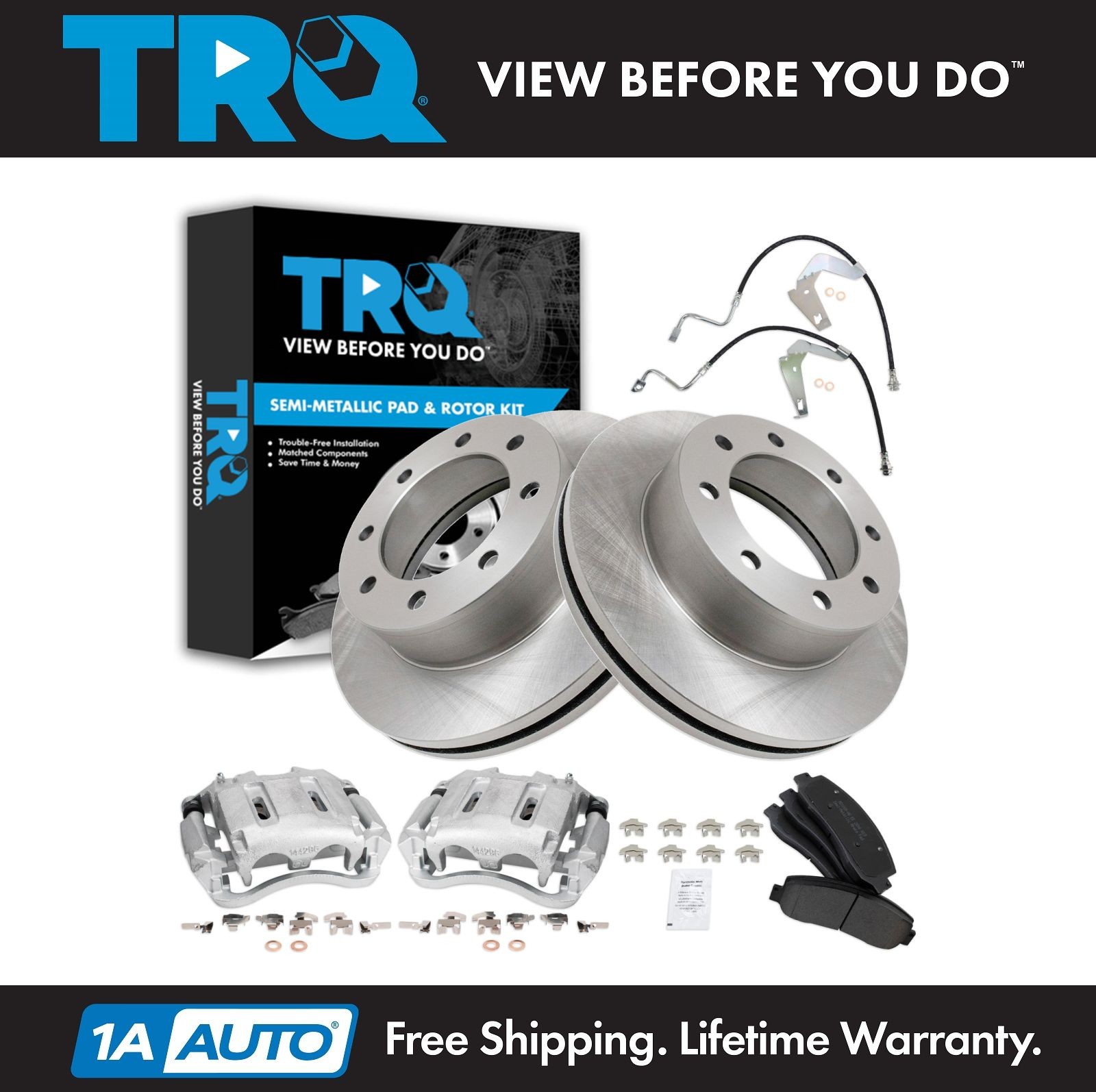 TRQ Brake Pad & Rotor Kit Semi-Metallic Fits 2008-2009 Ford F-350 Super Duty
