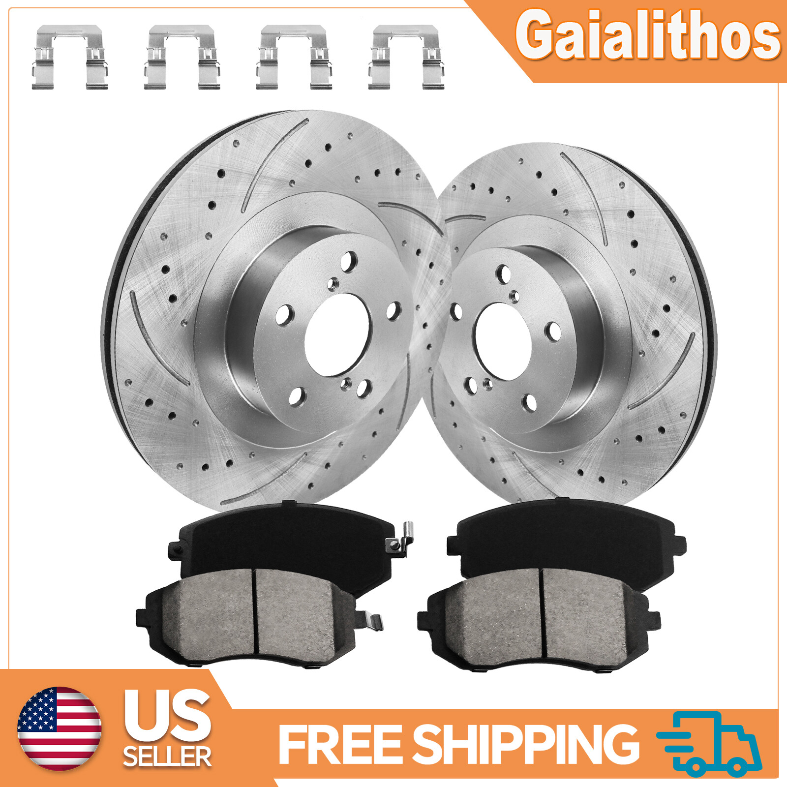 Front Drilled Disc Rotors Ceramic Brake Pads for Subaru Forester 2003 2004-2008
