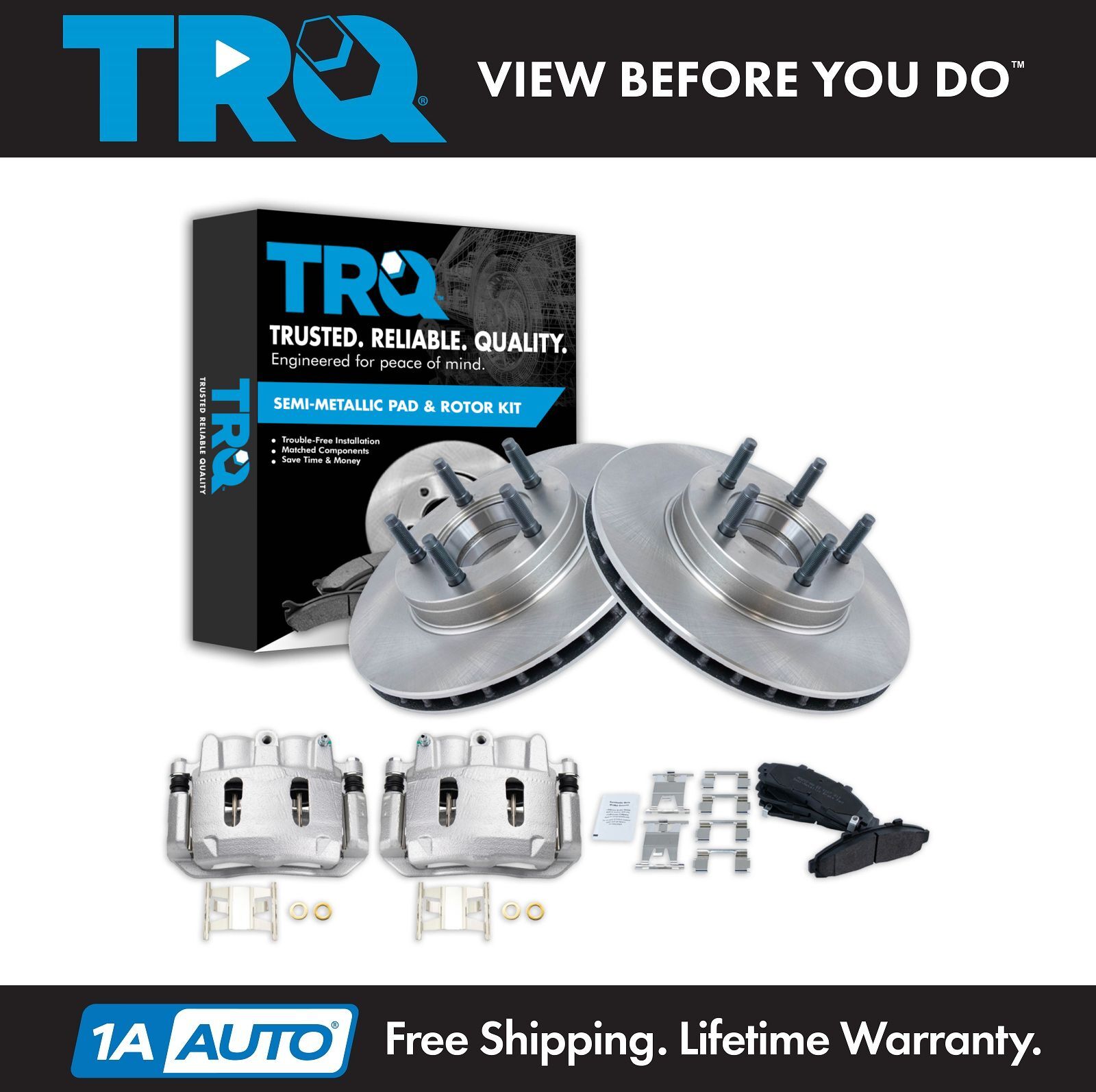 TRQ Front Brake Calipers Pads & Rotors Fits 95-97 Ranger 95-96 B2300 B3000 B4000
