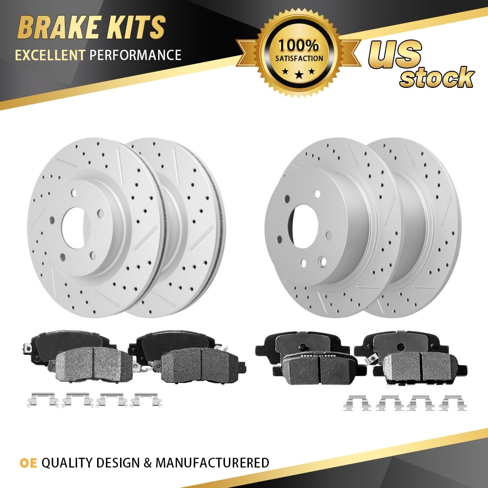 Front & Rear Drilled Rotors + Ceramic Brake Pads for Nissan Altima 2013 – 2023