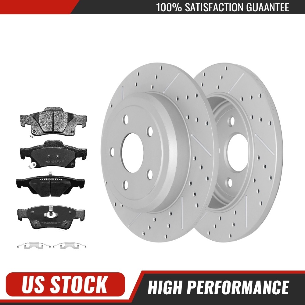 For 2011-19 2020 Jeep Grand Cherokee Durango Solid Rear Disc Rotors & Brake Pads