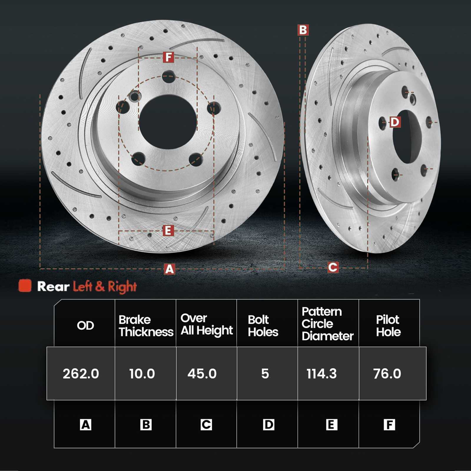 Rear Drilled Slotted Rotors + Pads for Hyundai Elantra Veloster Kia Forte Soul