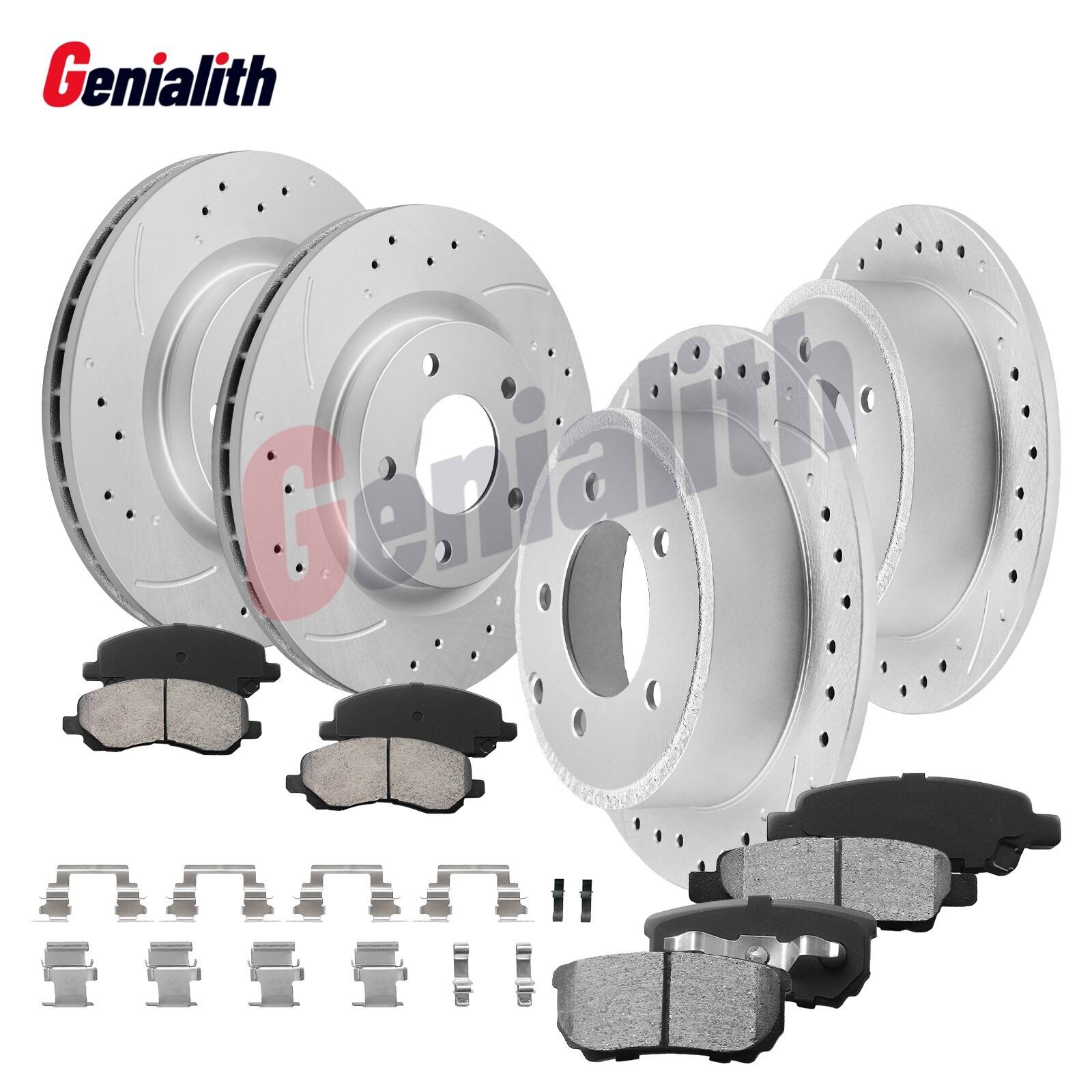 Front & Rear Drilled Rotors + Brake Pads for Dodge Avenger 2008-2014 R/T SE SXT