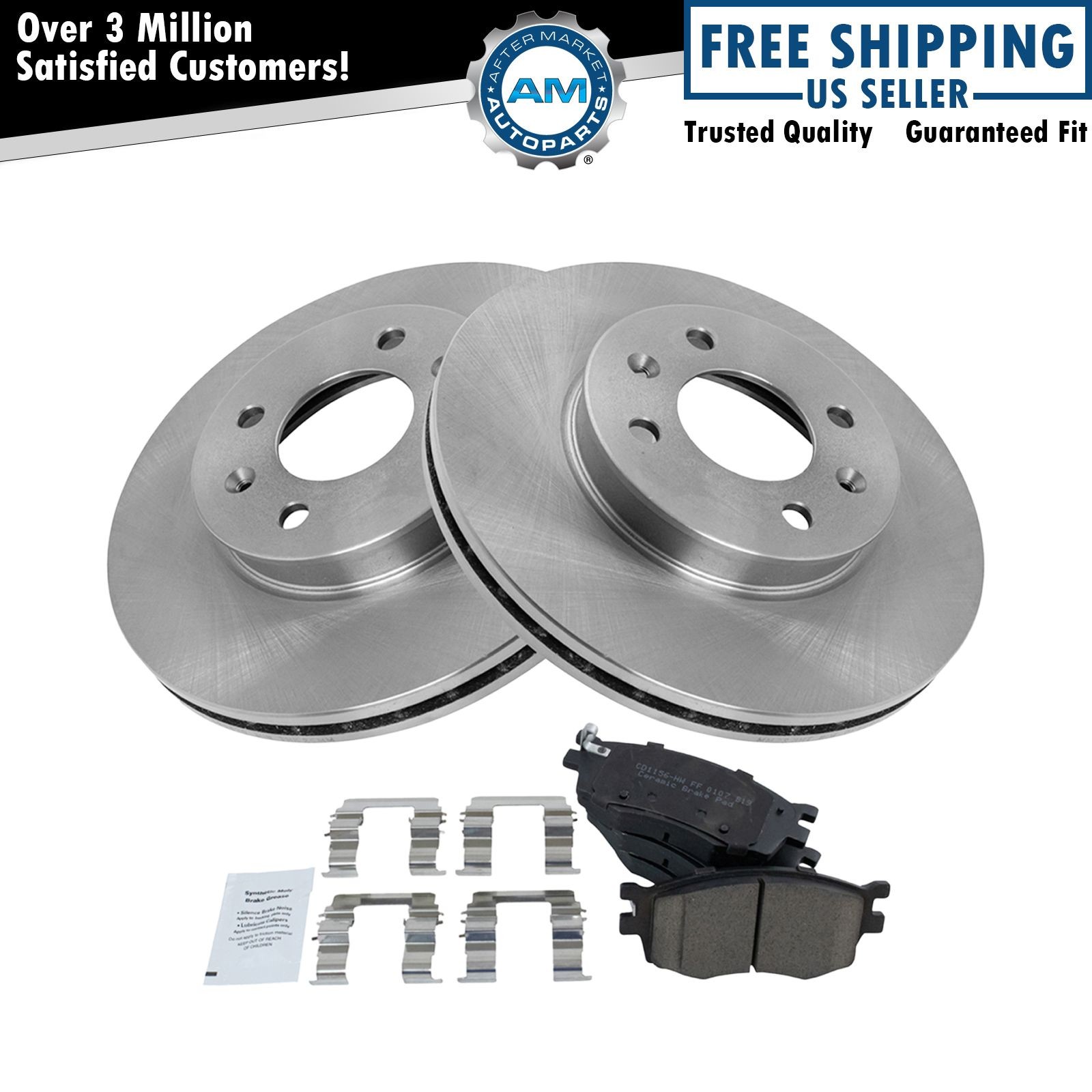 Brake Pad & Rotor Kit Ceramic Front for 06-11 Accent Rio NEW