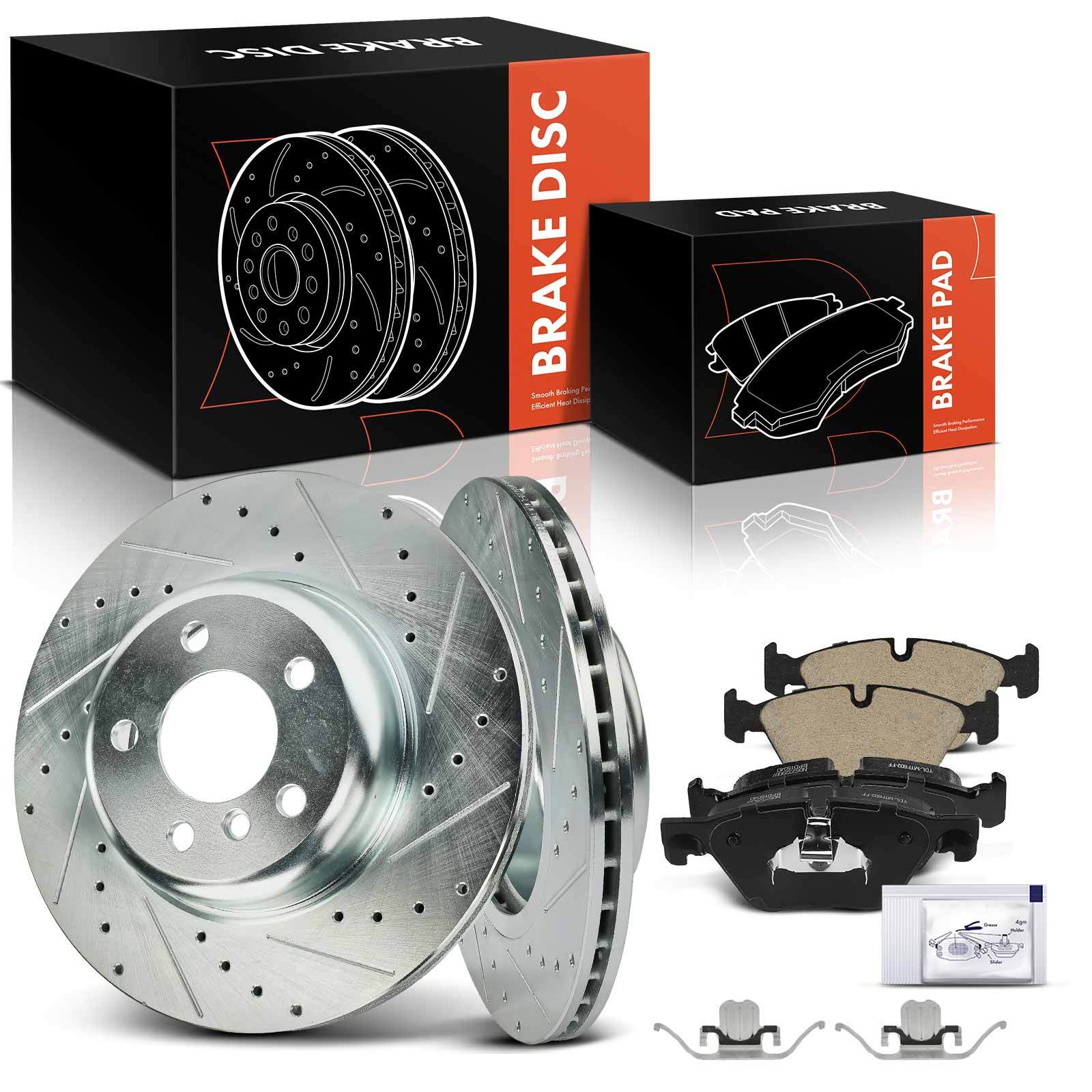 6Pcs Front Drilled Brake Rotor & Ceramic Brake Pad for BMW F10 528i 528i xDrive