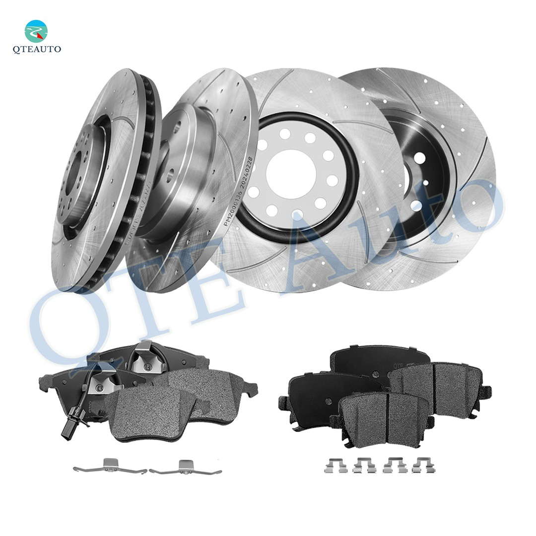 12PC Front 320mm-Rear 288mm Drilled Brake Rotors-Brake Pad For 2005-2009 Audi A4