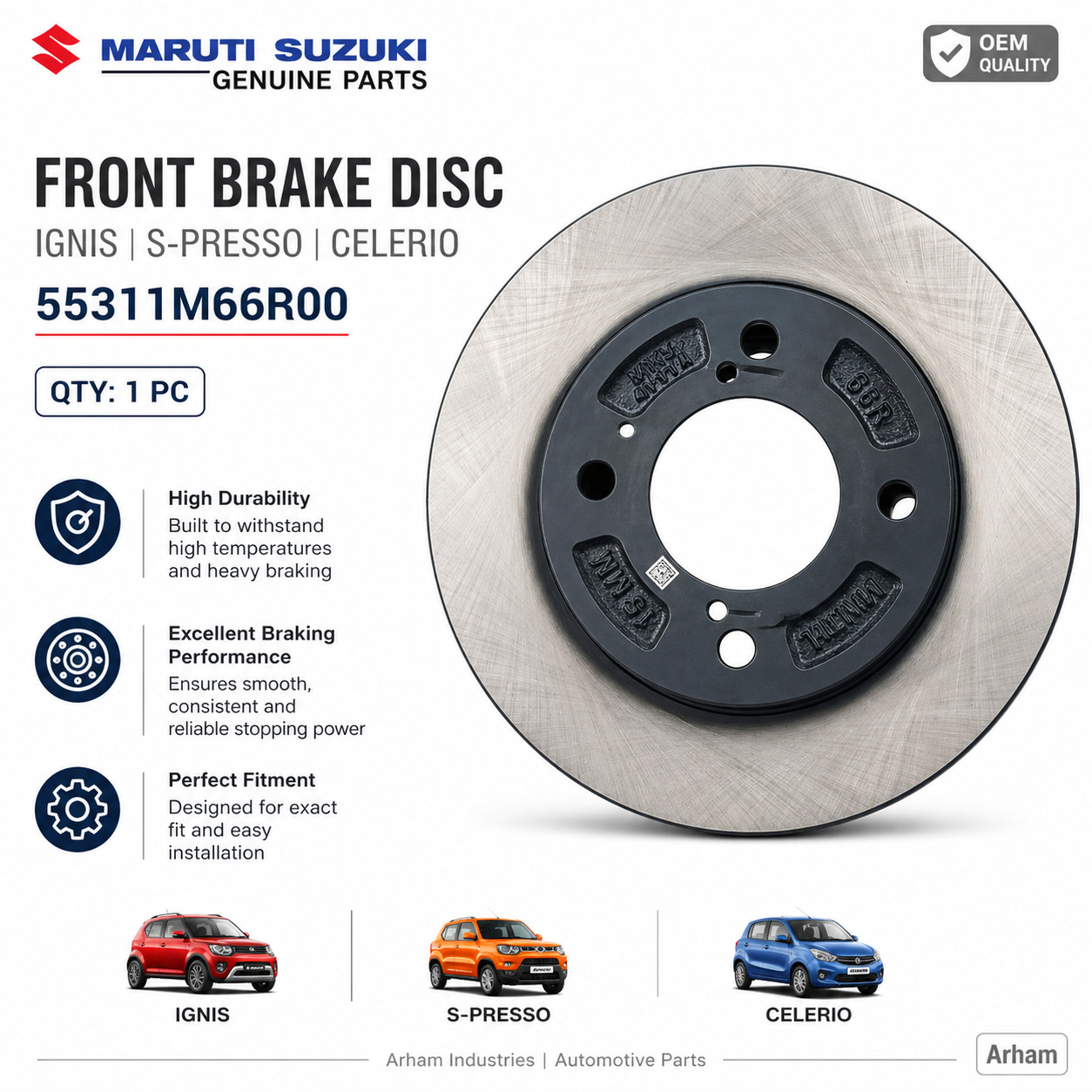 Genuine Maruti Suzuki Front Brake Disc Ignis S-Presso Celerio 55311M66R00