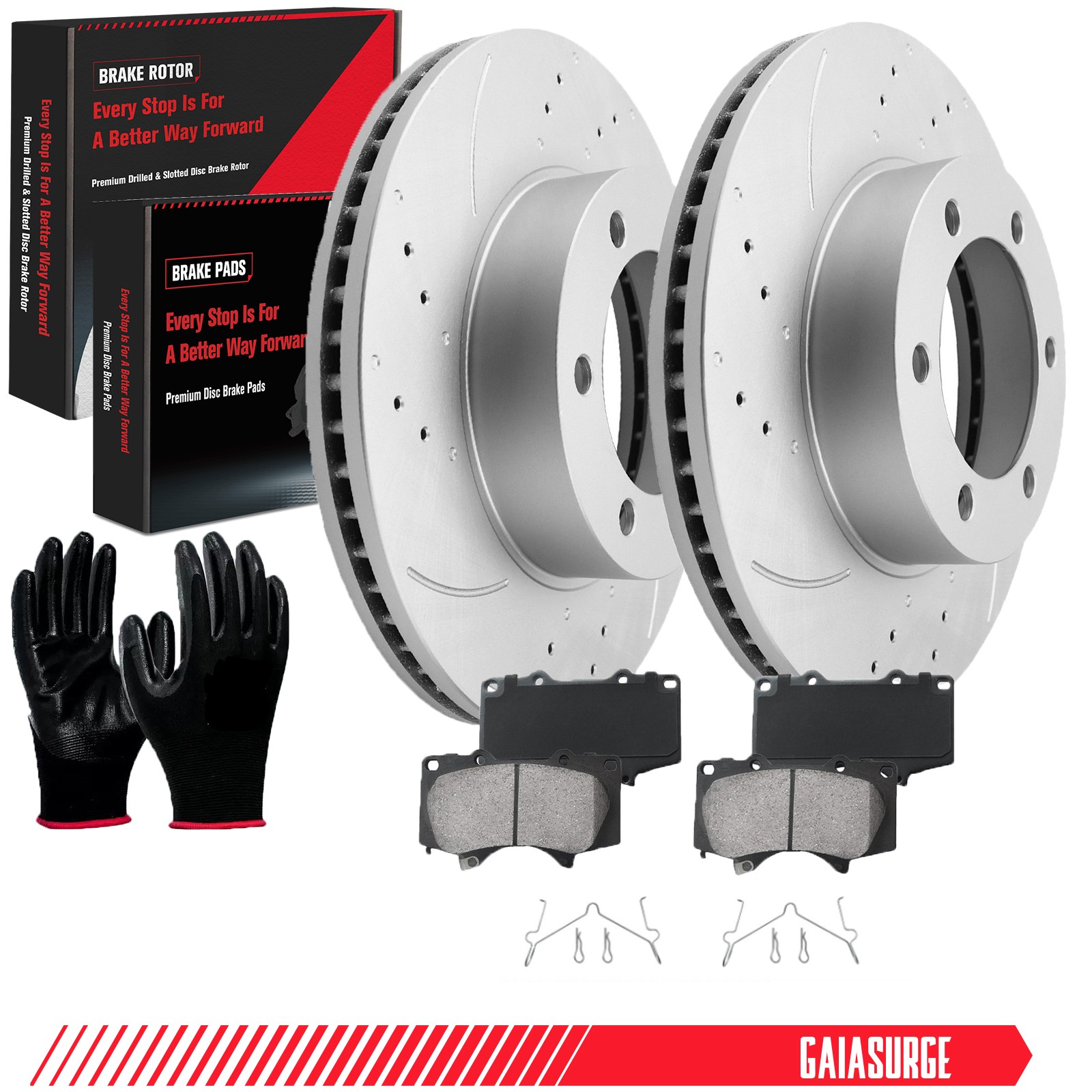 Front Drilled Rotors + Ceramic Brake Pads for 2000 – 2006 Toyota Tundra Sequoia
