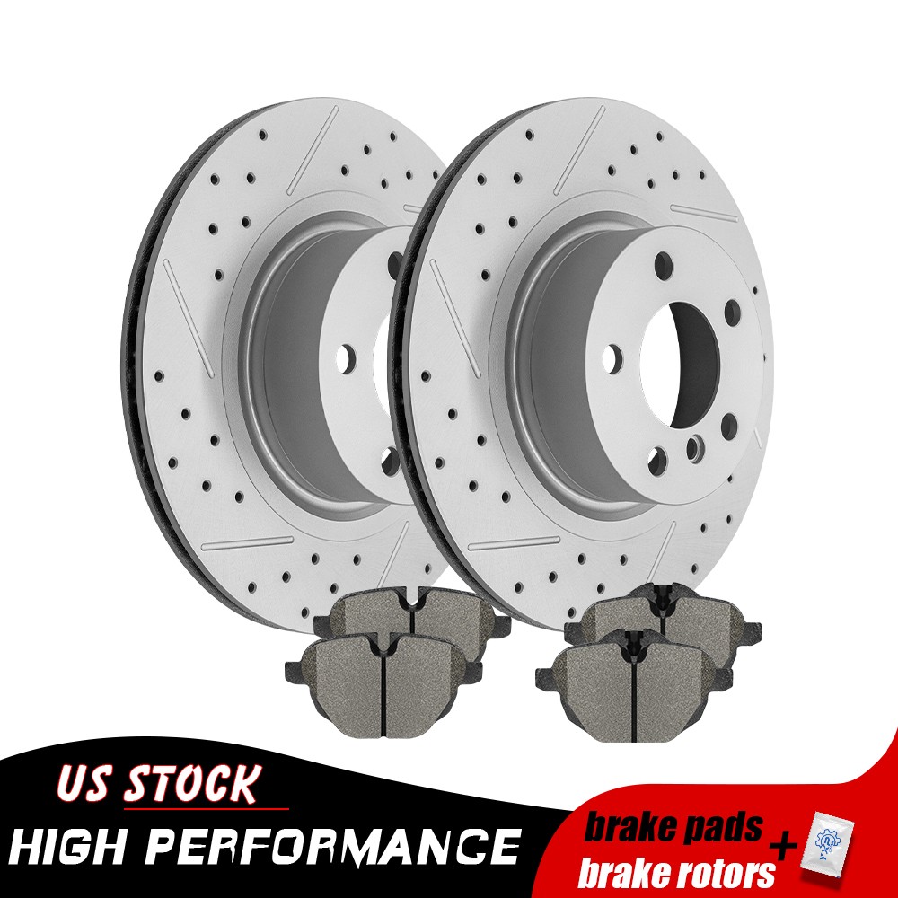 12.99 inch (330mm) Rear Drilled Disc Brake Rotors Pads for BMW X3 X4