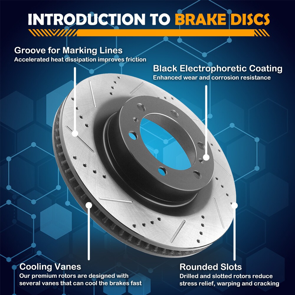Front Disc Brake Rotors and Ceramic Brake Pads for Toyota Tacoma 2005-2020 6 Lug
