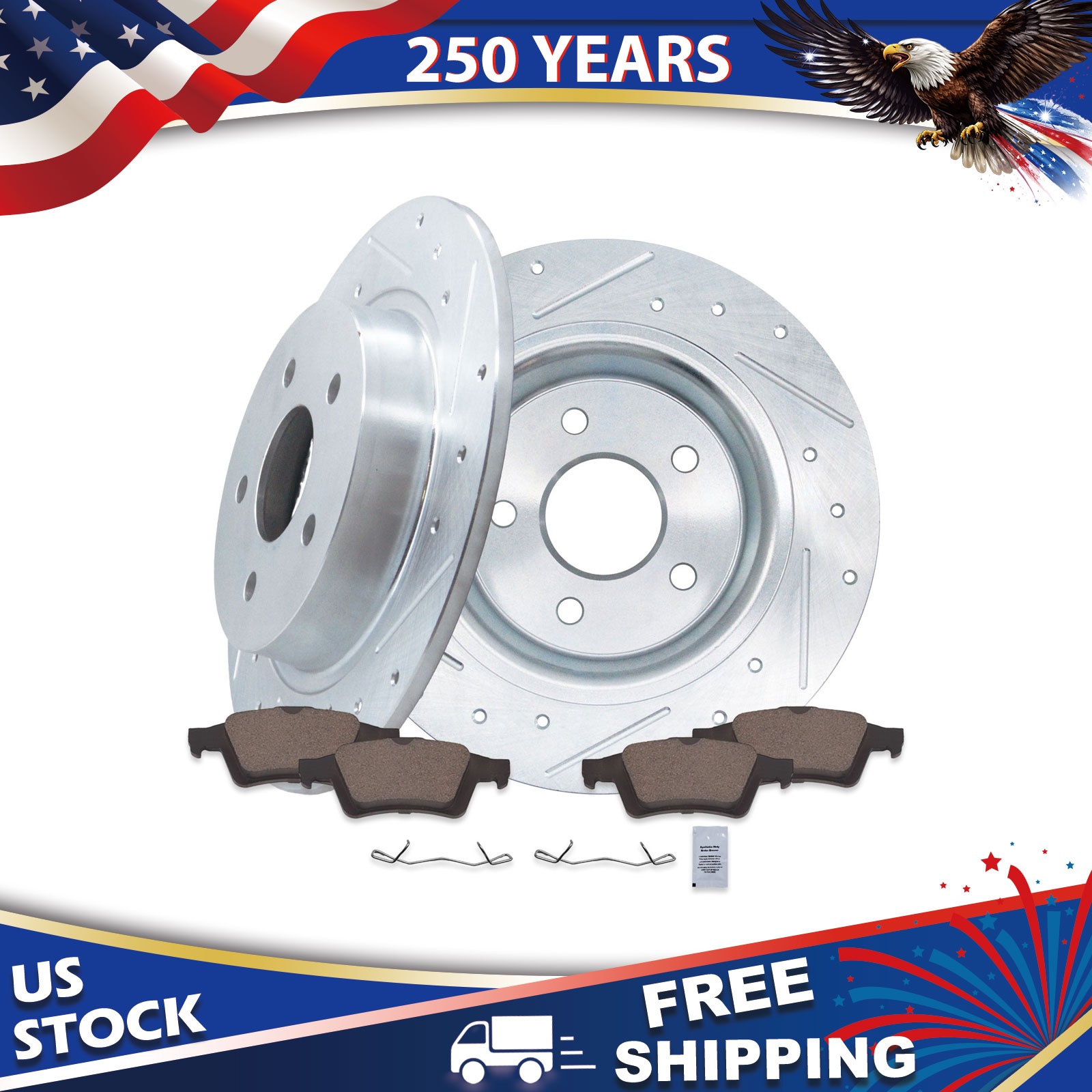 REAR Drilled Rotors Ceramic Brake Pads Kit for Ford C-Max Escape Transit Connect