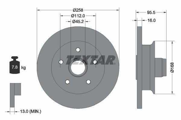 Textar 92053000 Brake Disc for VW