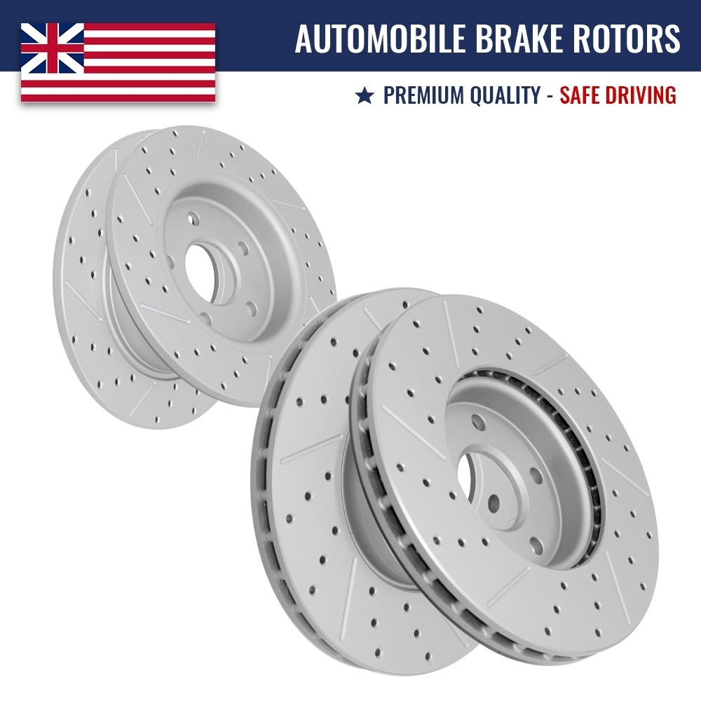 Front Rear Drilled Disc Brake Rotors For 2012- 2018 Ford Focus