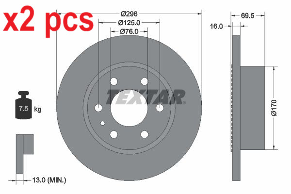 X2 PCS L&R SIDES REAR BRAKE DISC 93177500