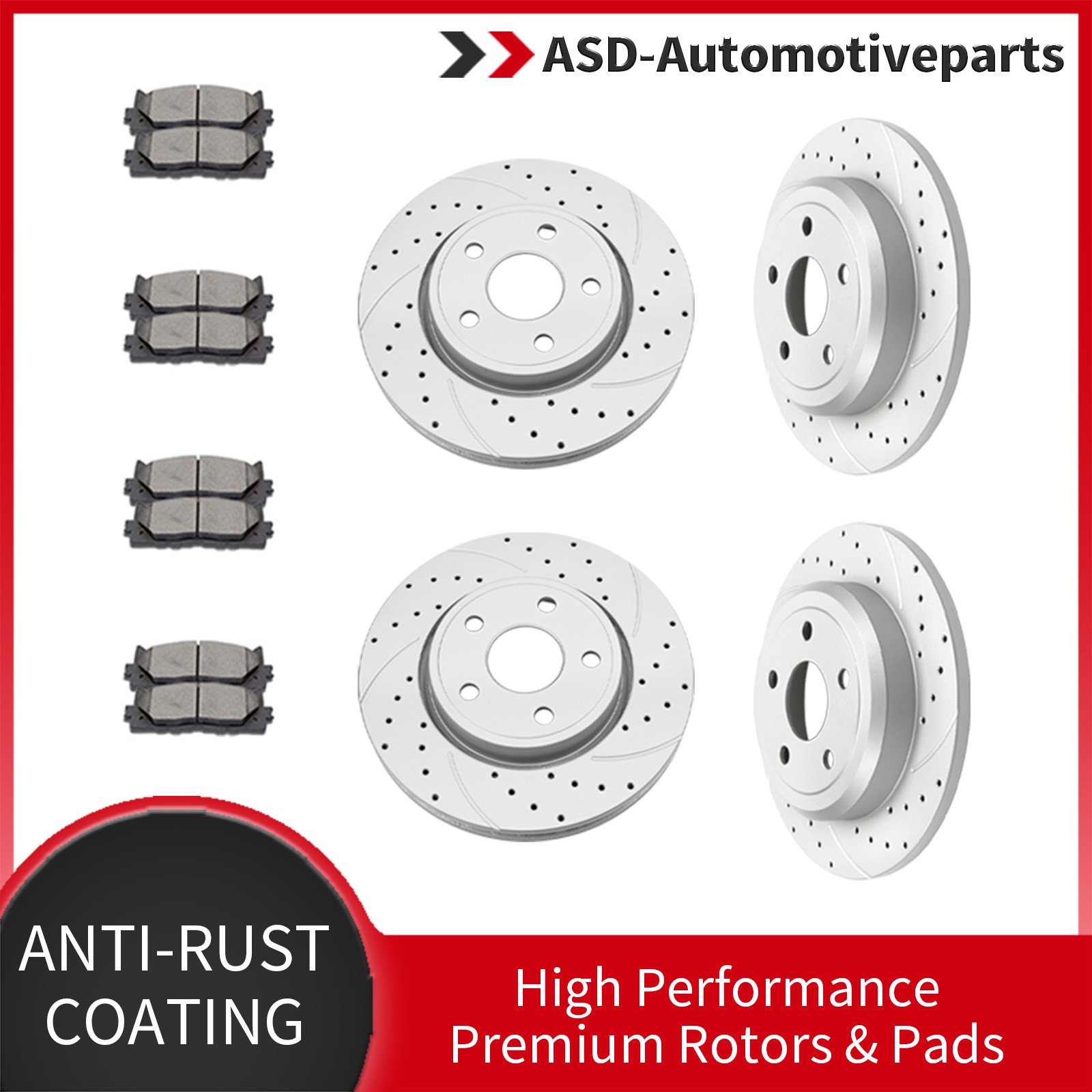 330mm Front and Rear Rotors Brake Pads Fit 2011-20 Dodge Durango Grand Cherokee