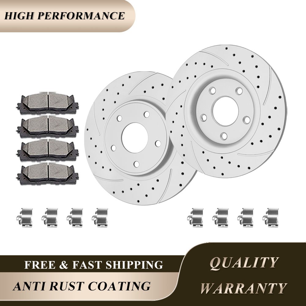 12.92″ (328mm)Rear Drilled Rotors Brakes Pads for Grand Caravan Journey RAM C/V