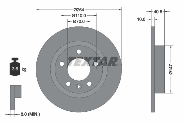 Textar 92186403 Brake Disc for Opel, Vauxhall