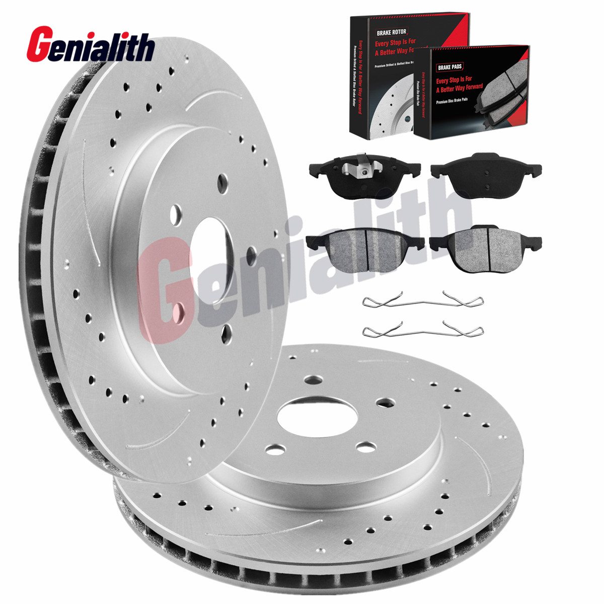 278mm Front Drilled & Slotted Rotors Brake Pads Kit for Ford Focus Volvo C30 S40