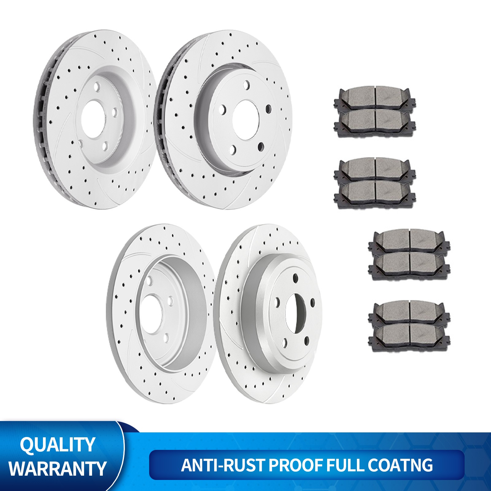 330mm Front Rear Rotor Brake Pad Fit 2011-18 Dodge Durango Grand Cherokee