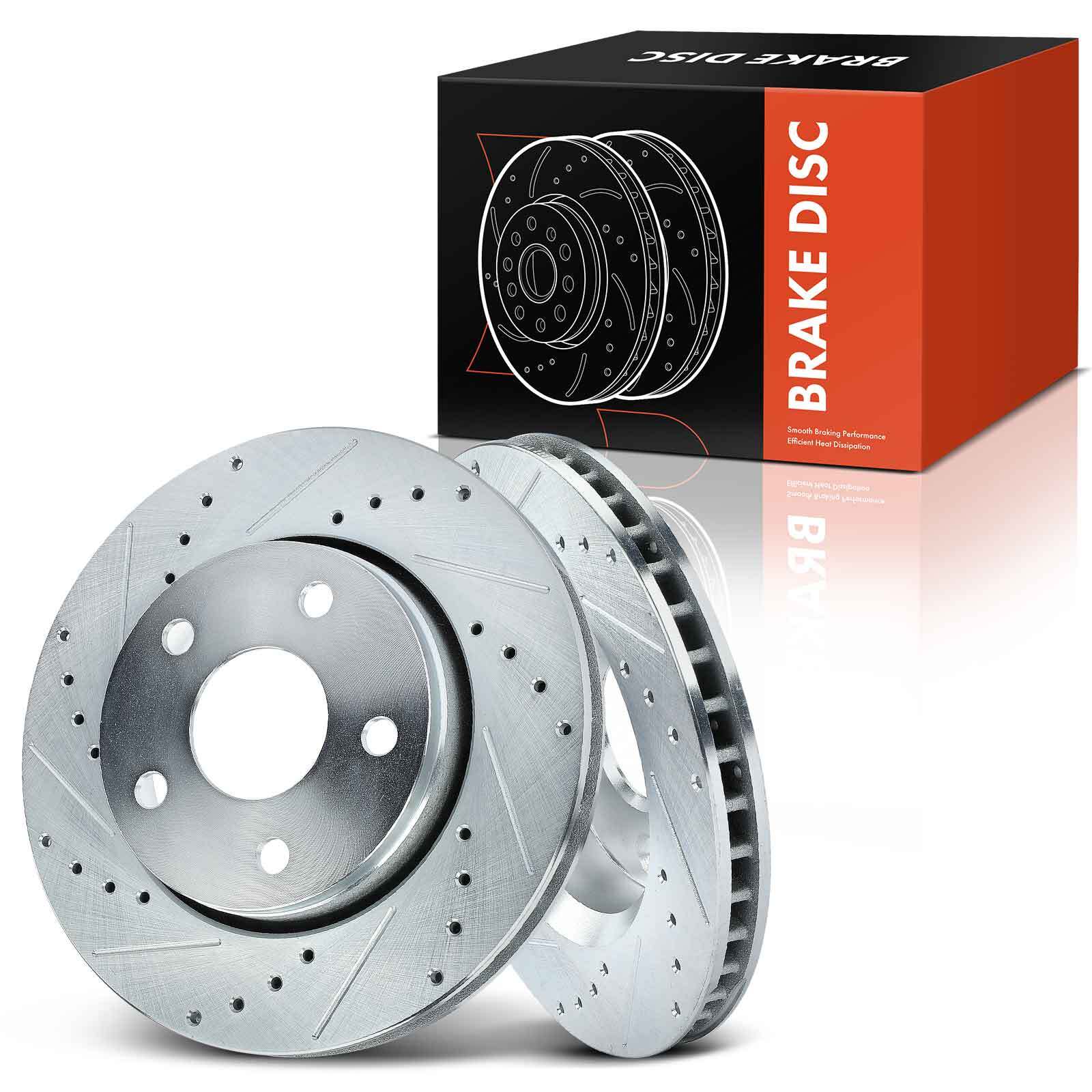Front Left & Right Drilled Rotors for Jeep Wrangler 2007-2017 Wrangler JK 2018