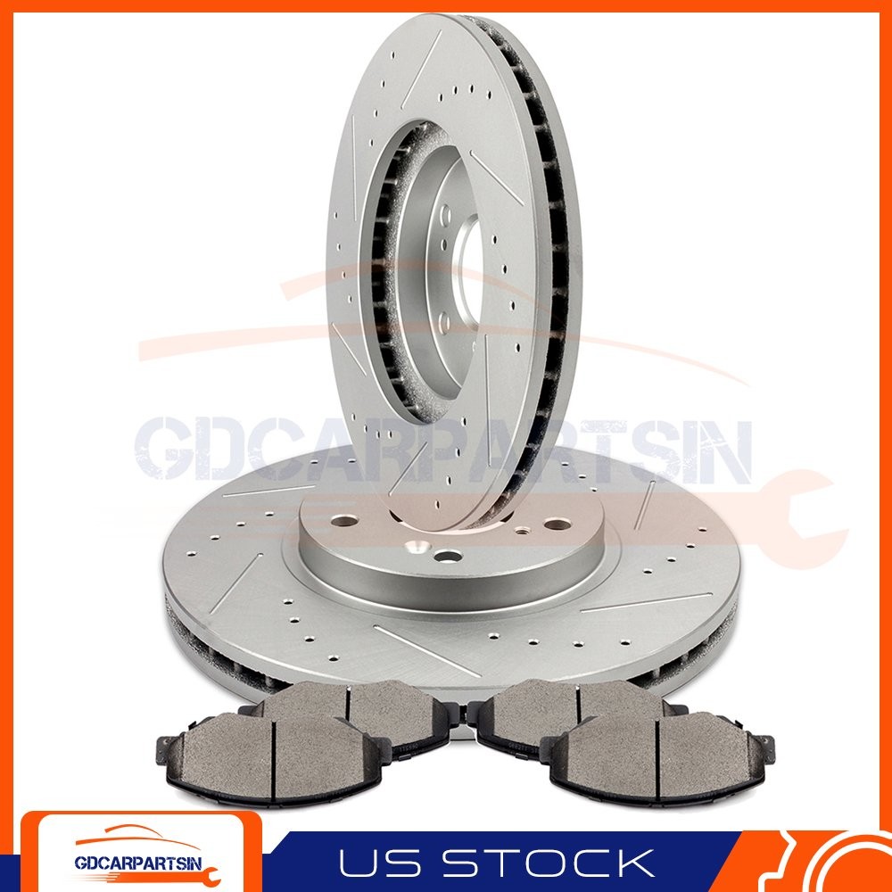 Brake Front Rotors And Ceramic Pads Drilled Slot For HONDA PILOT 2003 – 2008