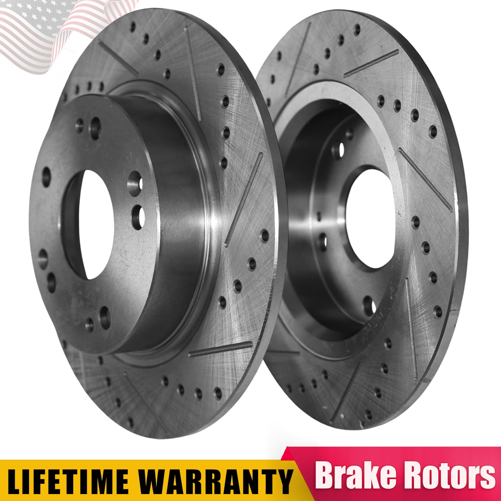 10.24″ Rear Drilled and Slotted Disc Brake Rotors for Acura CSX ILX Honda Civic