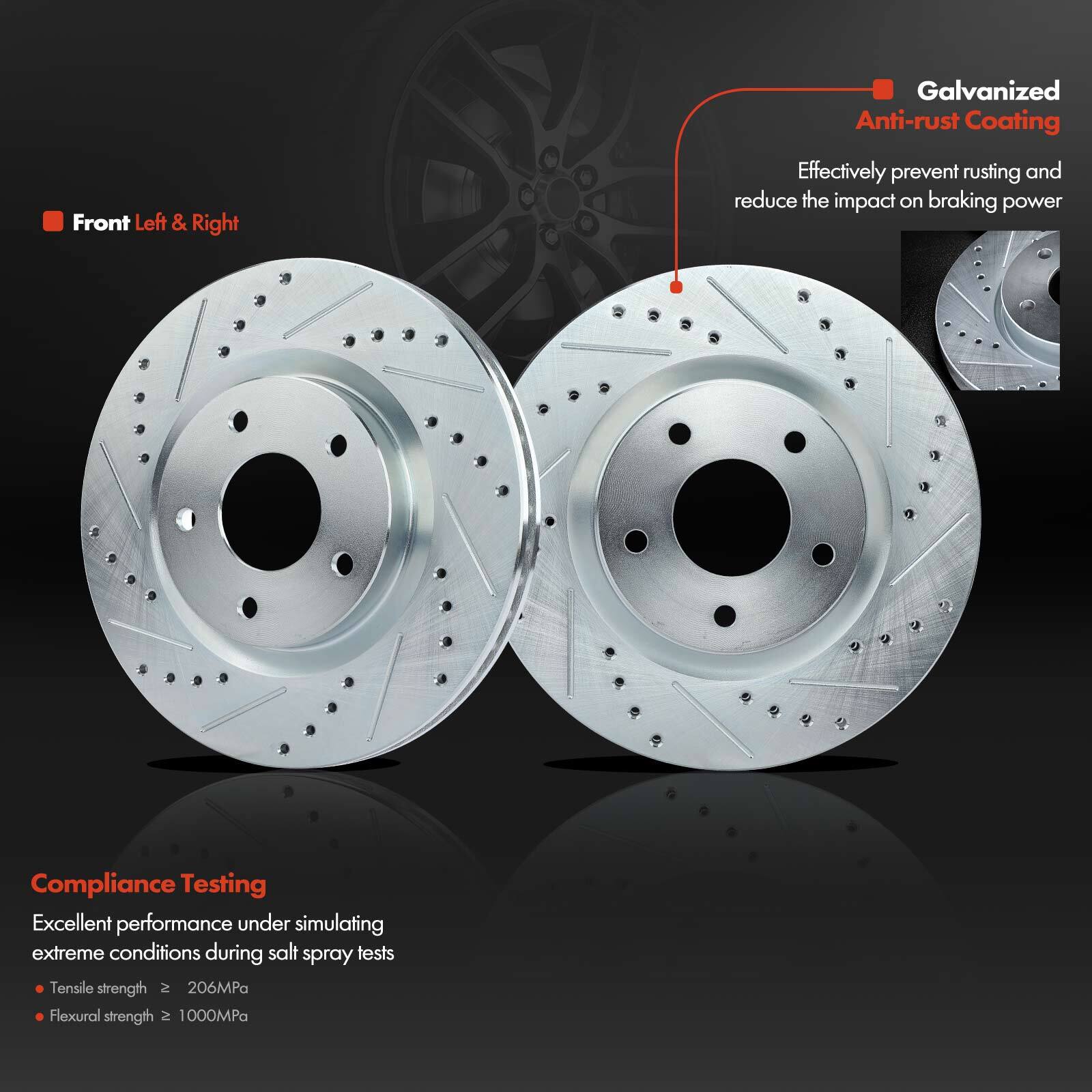 6x Front Disc Brake Rotors & Ceramic Brake Pads for Nissan Rogue 2008-2013 2.5L