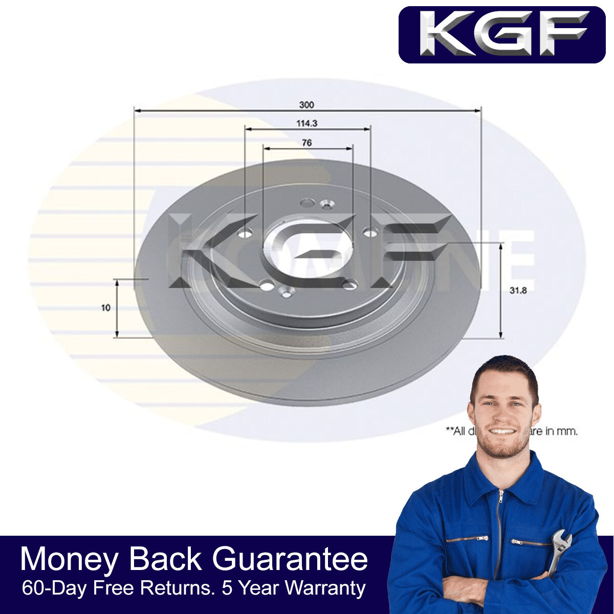 KGF Rear Brake Disc Fits Kia Optima 2010- Niro 2018-2022 58411D4650