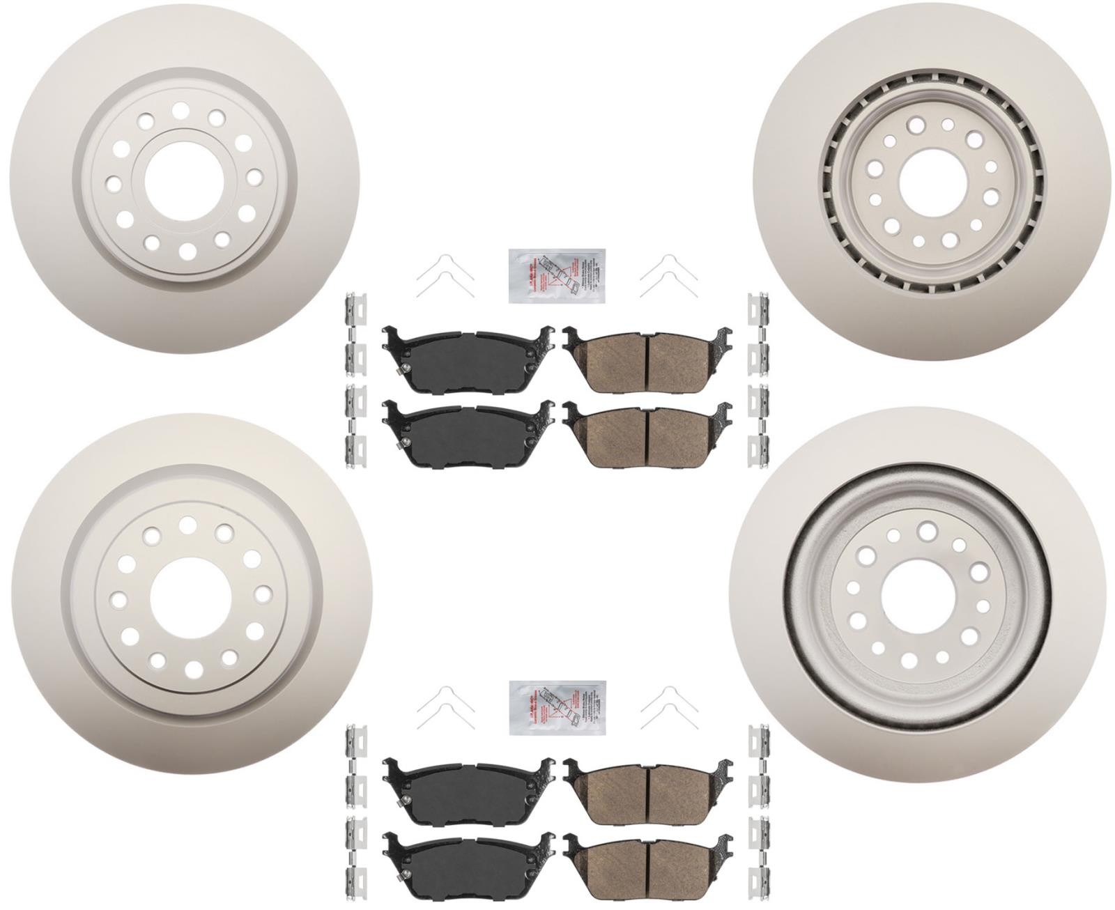 Front & Rear Coated Disc Brake Rotors Pads Hardware Fits 2019-2024 RAM 1500