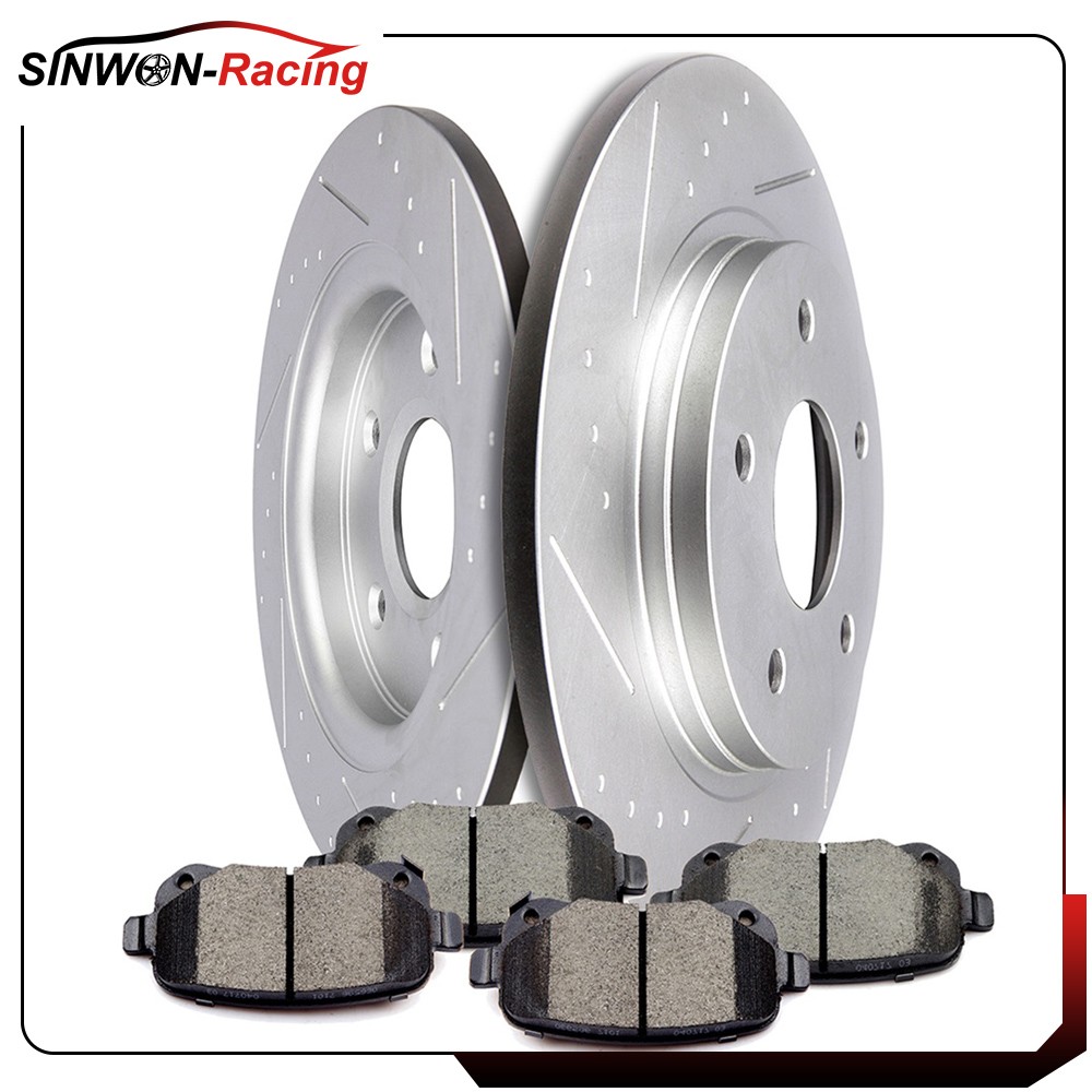 Rear Brakes Ceramic Pads and Rotors Slotted For 2008-2010 Dodge Grand Caravan