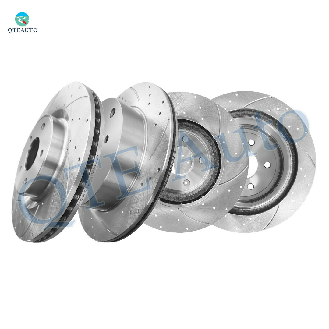 Set of 4 Front-Rear Drilled Slotted Brake Disc Rotors To 2014-2017 Infiniti QX60