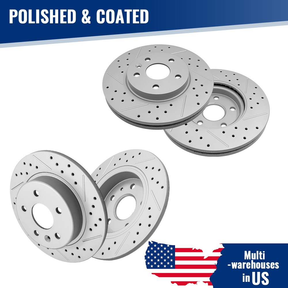 276mm Front + 264mm Rear Brake Disc Rotors For 2016-19 Chevy Cruze Volt Bolt Ev