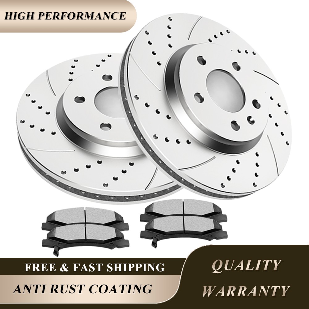 Front Drilled Slotted Brake Rotors Ceramic Brakes Pads for Buick Lucerne V6 Kits