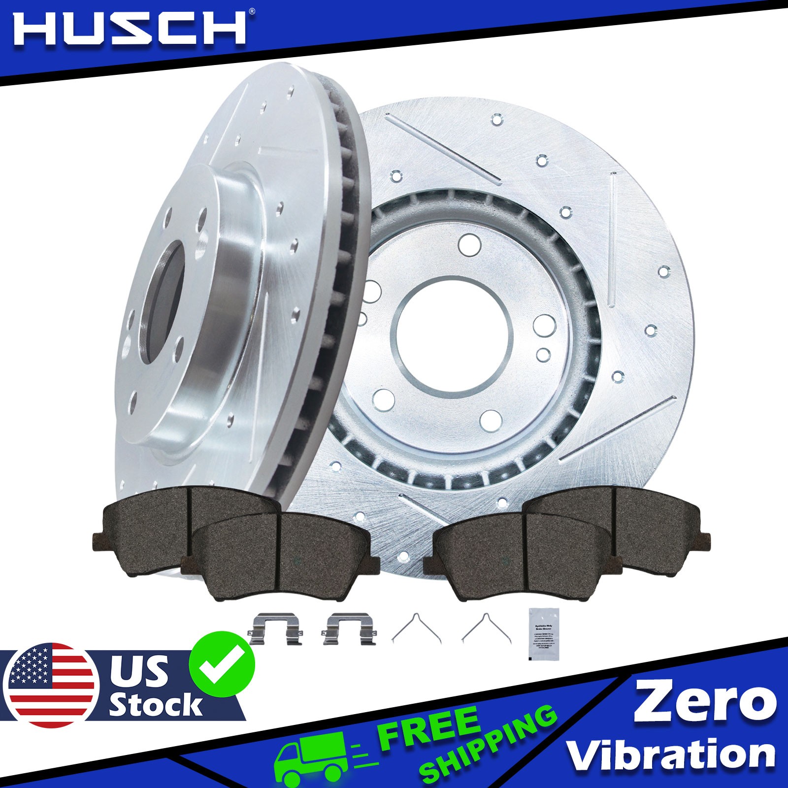 Front Drilled Rotors Ceramic Brake Pads for 2017 2018 2019 2020 Hyundai Elantra