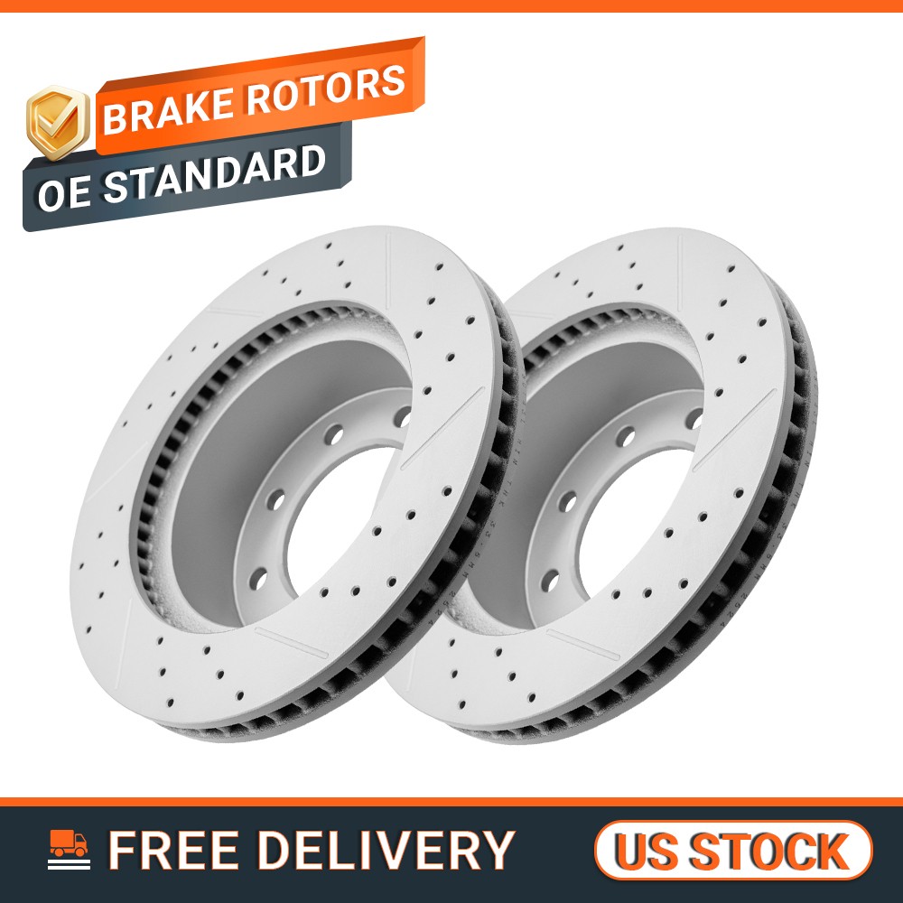 Front Drilled Slotted Brake Rotors for 2006 – 2008 Dodge Ram 1500 2500 3500 4000