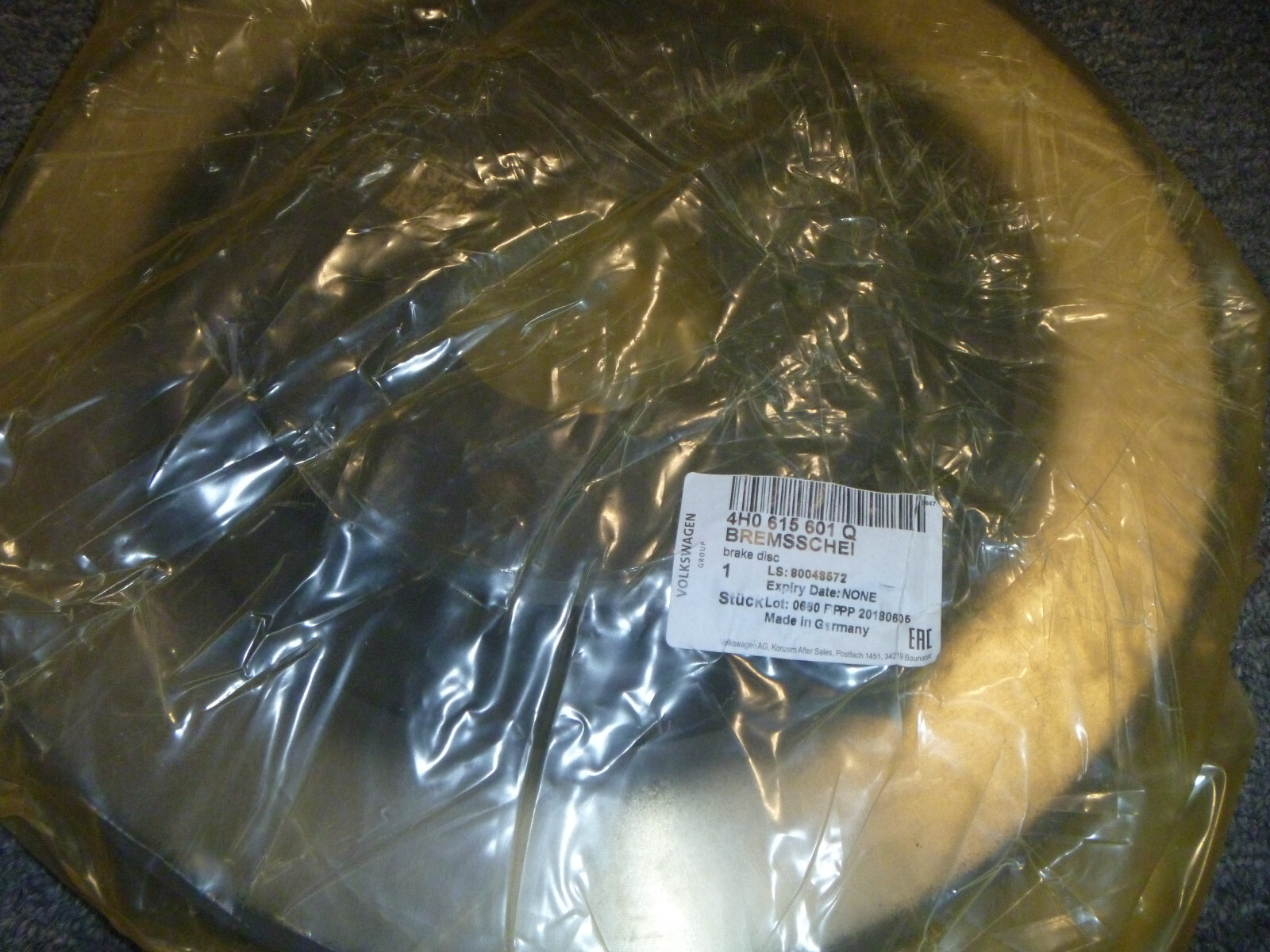 2010-2016 Audi A7 A8 Q5 RS7 S4 S5 S6 Disc Brake Rotor 4H0-615-601-Q OEM New