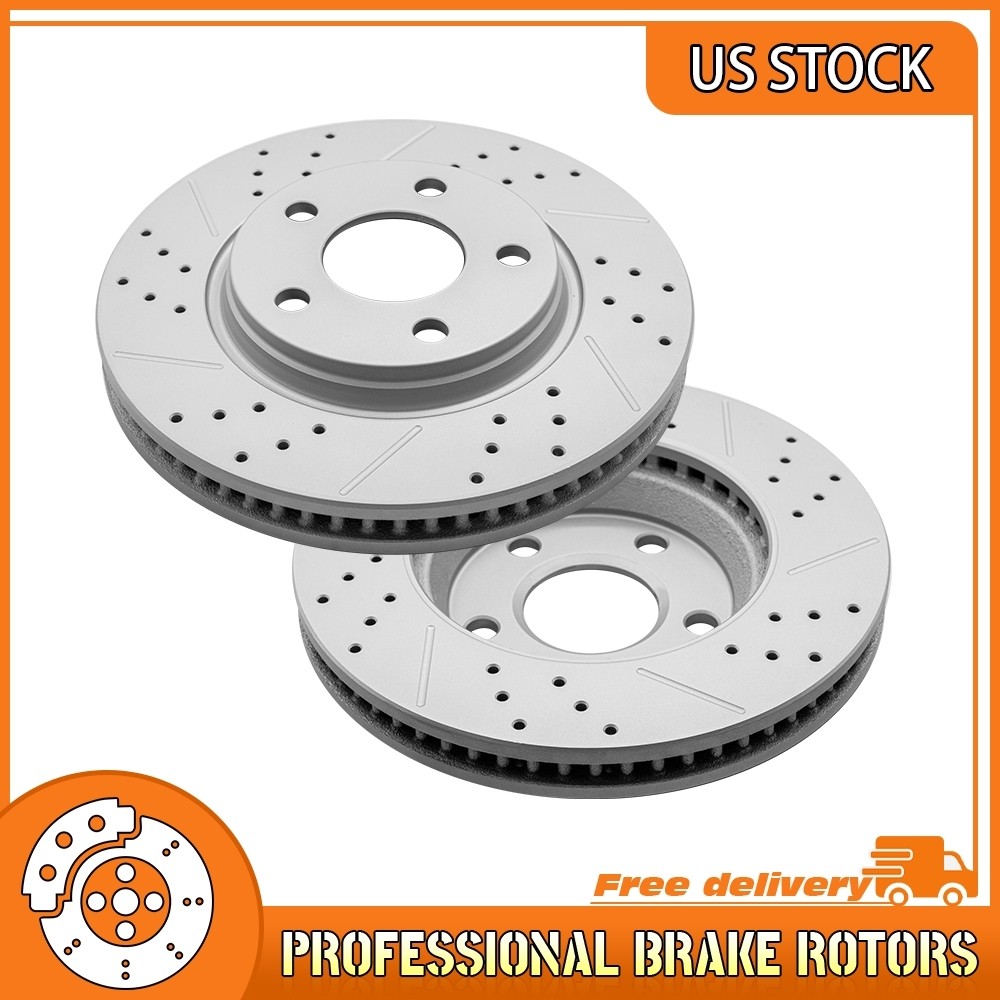 Front Drilled Brake Rotors For 2004-2008 Pontiac Grand Prix 2005 Saturn Relay